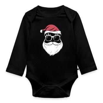 Super Cool Santa Claus - Organic Longsleeve Baby Bodysuit - black - Front