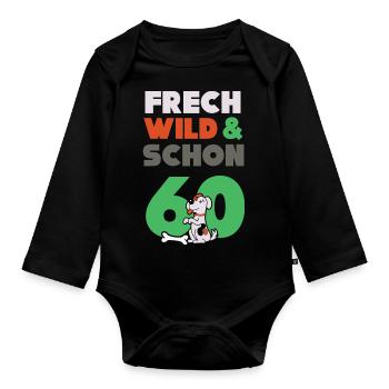 Geschenk 60 Jahre Geburtstag Frau Hund - Baby Bio-Langarm-Body - Schwarz - Vorne