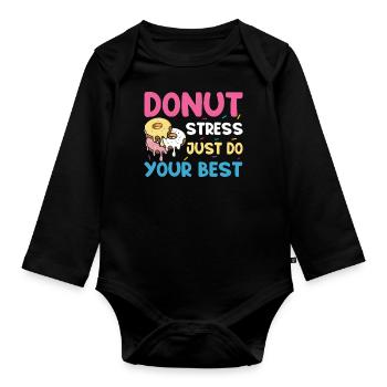 Test Day Kids - Donut Stress Faites de votre mieux - Body Bébé bio manches longues - noir - Devant