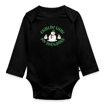 Chillin' mit meinen Snowmies Norweger Muster - Baby Bio-Langarm-Body - Schwarz - Vorne