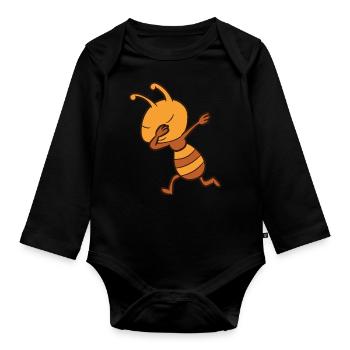 Ant - Dab, dabbing, dancing - Organic Longsleeve Baby Bodysuit - black - Front