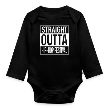Straight OUTTA Hip Hop Festival - Body Bébé bio manches longues - noir - Devant