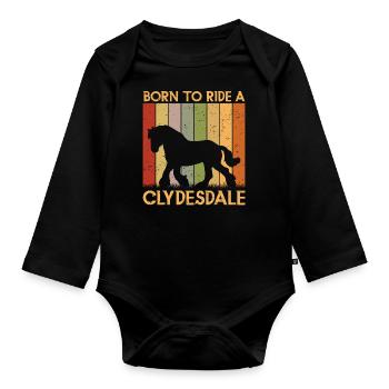 Clydesdale Cold Blood Horse Scotland Horse - Organic Longsleeve Baby Bodysuit - black - Front