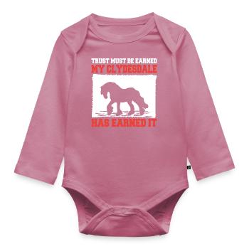 Clydesdale Cold Blood Horse Scotland Horse - Organic Longsleeve Baby Bodysuit - mauve - Front