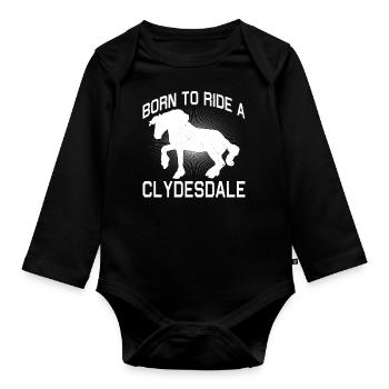 Clydesdale Kaltblutpferd Schottland Pferd - Baby Bio-Langarm-Body - Schwarz - Vorne