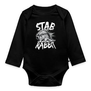 Funny Stab Rabbit Rodent Porcupine - Organic Longsleeve Baby Bodysuit - black - Front
