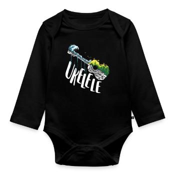 Ukulele Guitare Ukulélé Joueur Hawaii Musicien - Body Bébé bio manches longues - noir - Devant