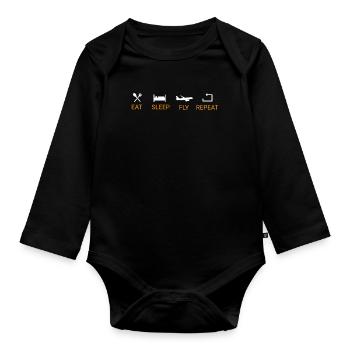 Pilot Captain Pilot Glider - Organic Longsleeve Baby Bodysuit - black - Front