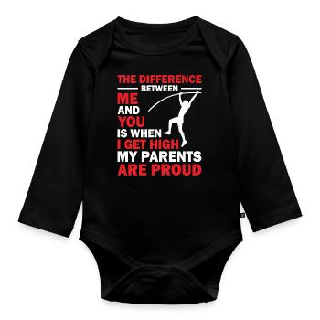 Stabhochsprung Stabspringer Leichtathletik - Baby Bio-Langarm-Body - Schwarz - Vorne