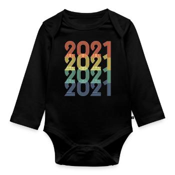 Cool Retro 2021, 2 ans, 2e anniversaire Enfants - Body Bébé bio manches longues - noir - Devant
