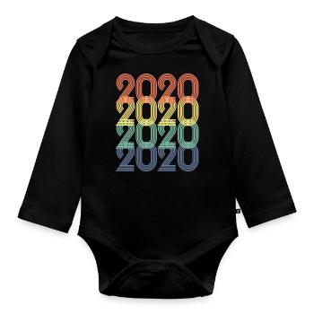 Cool Retro 2020, 3 ans, 3ème anniversaire Enfants - Body Bébé bio manches longues - noir - Devant