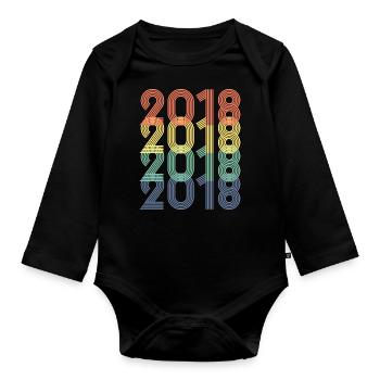 Cool Retro 2018, 5 Years Old, 5th Birthday Kids - Organic Longsleeve Baby Bodysuit - black - Front