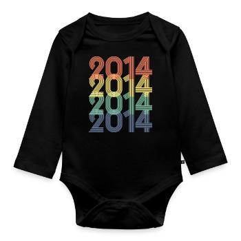 Cool Retro 2014, 9 Years Old, 9th Birthday Kids - Organic Longsleeve Baby Bodysuit - black - Front