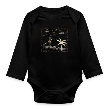 Surfer Sommer Palmen Strand Sonne Urlaub - Baby Bio-Langarm-Body - Schwarz - Vorne