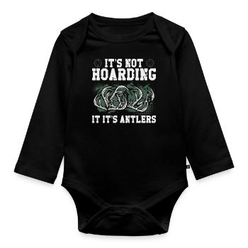 Buck Deer Hunting Hunter Vintage - Baby Bio-Langarm-Body - Schwarz - Vorne