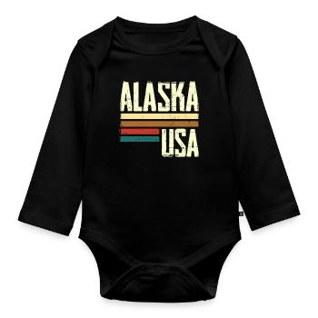 Retro Vintage Alaska - Organic Longsleeve Baby Bodysuit - black - Front