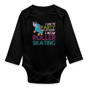 Soirée roller - Roller skater - Body Bébé bio manches longues - noir - Devant