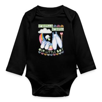 Bébé, bébé garçon, bébé garçon, dire avec arc-en-ciel - Body Bébé bio manches longues - noir - Devant