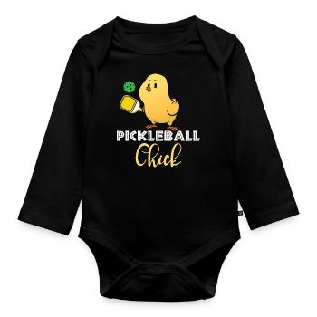 Pickleball-Chic, Pickleball-Spieler - Baby Bio-Langarm-Body - Schwarz - Vorne