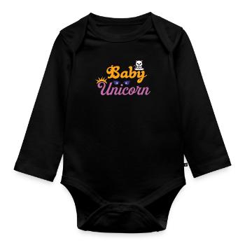 Bébé Einhorn Licorne - Body Bébé bio manches longues - noir - Devant