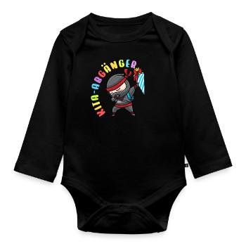 Kita Abgänger Schultüte Ninja Kindergarten - Baby Bio-Langarm-Body - Schwarz - Vorne