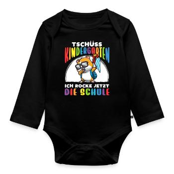 Schulkind Einschulung Hamster - Baby Bio-Langarm-Body - Schwarz - Vorne