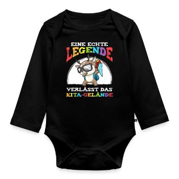Schulkind Einschulung Reh - Baby Bio-Langarm-Body - Schwarz - Vorne
