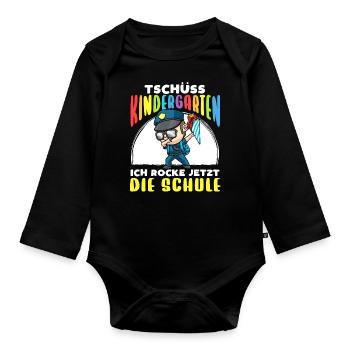 Schulkind Einschulung Polizei - Baby Bio-Langarm-Body - Schwarz - Vorne