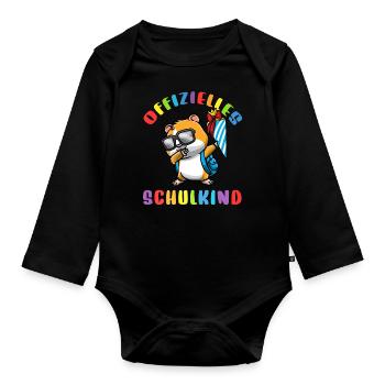 Schulkind Einschulung Hamster - Baby Bio-Langarm-Body - Schwarz - Vorne
