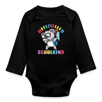Schulkind Einschulung Koala - Baby Bio-Langarm-Body - Schwarz - Vorne