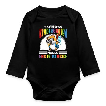 Schulkind Einschulung Hamster - Baby Bio-Langarm-Body - Schwarz - Vorne