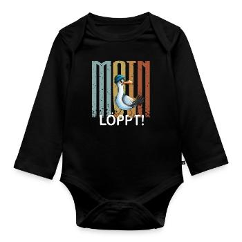 Plattdeutsche Möwe Moin Spruch Nordsee Liebhaber - Baby Bio-Langarm-Body - Schwarz - Vorne