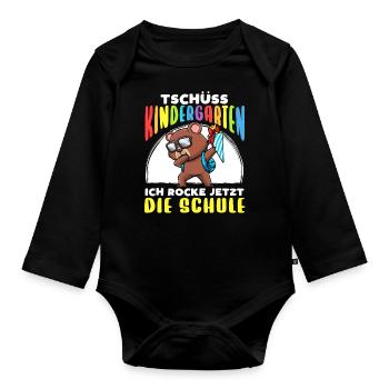 Schulkind Einschulung Bär - Baby Bio-Langarm-Body - Schwarz - Vorne