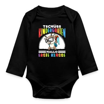 Schulkind Einschulung Reh - Baby Bio-Langarm-Body - Schwarz - Vorne