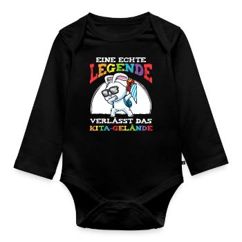 Schulkind Einschulung Hase - Baby Bio-Langarm-Body - Schwarz - Vorne