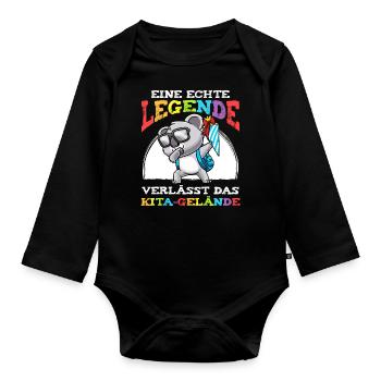 Schulkind Einschulung Koala - Baby Bio-Langarm-Body - Schwarz - Vorne