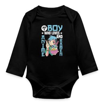 Ramen Anime Japan Noodles Japanese Food - Organic Longsleeve Baby Bodysuit - black - Front