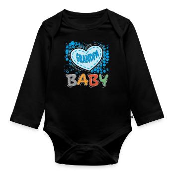 Baby Herz Opa Grandpa Familie Liebe Love - Baby Bio-Langarm-Body - Schwarz - Vorne