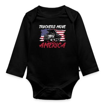 Chauffeur de camion - Truckers Move America - Body Bébé bio manches longues - noir - Devant