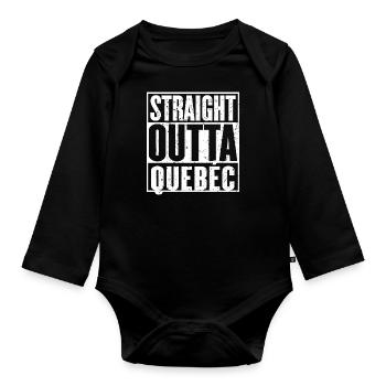 Gerade Outta Quebéc Vintage - Baby Bio-Langarm-Body - Schwarz - Vorne