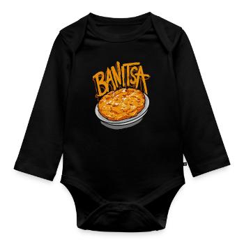 Banitsa Traditional Pastry Dish Banitsa - Baby Bio-Langarm-Body - Schwarz - Vorne