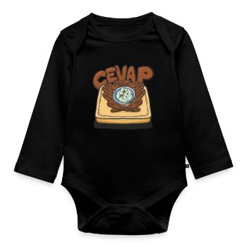 Cevap Serbian Grill Sausages Cevapi - Baby Bio-Langarm-Body - Schwarz - Vorne