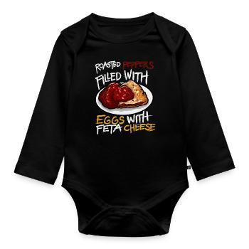 Roasted Peppers Filled Eggs Feta Cheese - Organic Longsleeve Baby Bodysuit - black - Front