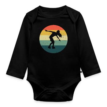Roller Skates Men Women's Roller Skating - Organic Longsleeve Baby Bodysuit - black - Front