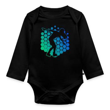 Rollerskate Damen Rollerskaten Rollschuh - Baby Bio-Langarm-Body - Schwarz - Vorne