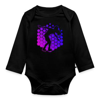 Rollerskate Roller Skating Rollerskaten Roller Ska - Baby Bio-Langarm-Body - Schwarz - Vorne