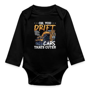 Excavatrices Excavatrices Chauffeurs Ouvriers Excavatrice Construction Cadeau - Body Bébé bio manches longues - noir - Devant
