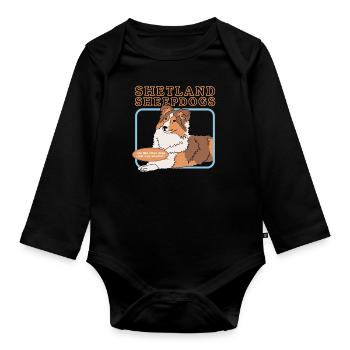 Chiens de berger Shetland | Cadeau de propriétaire de chien - Body Bébé bio manches longues - noir - Devant