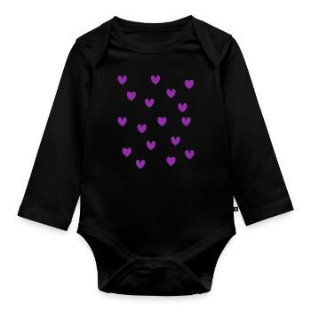 Lila Herzen - Baby Bio-Langarm-Body - Schwarz - Vorne