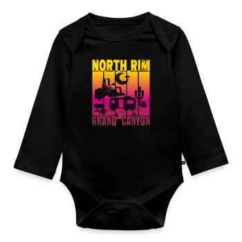 North Rim Grand Canyon Camping - Organic Longsleeve Baby Bodysuit - black - Front